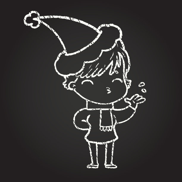 圣诞女子粉笔画图片下载