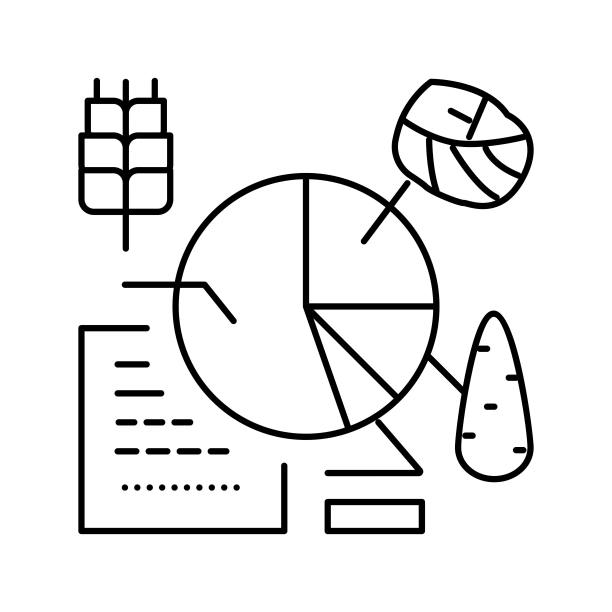 作物分析智能农场线图标矢量插图图片下载