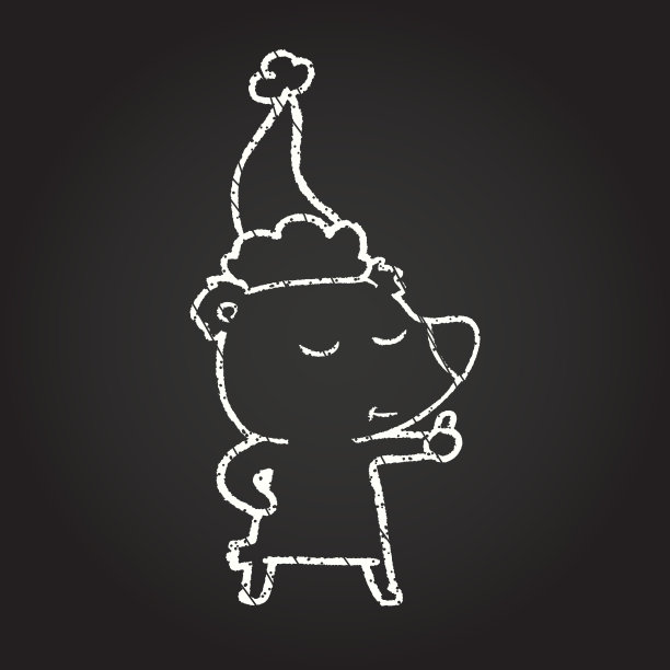 圣诞熊粉笔画图片下载