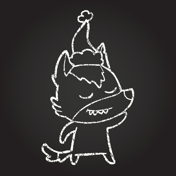 圣诞狼粉笔画图片下载