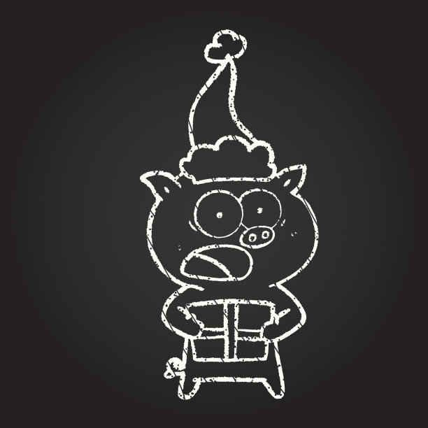 节日猪粉笔画图片下载