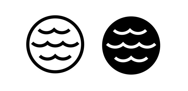 波图标。表示水或海滩的线。海、海、河、湖的象征。图片下载