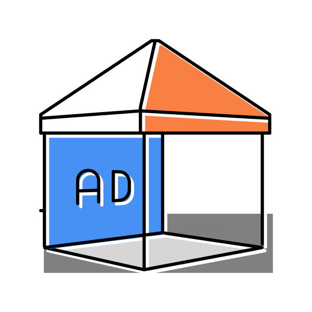 帐篷推广颜色图标矢量插图图片下载