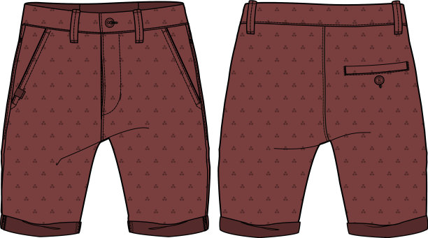 Chino服装短裤设计平面草图牛仔布图片下载
