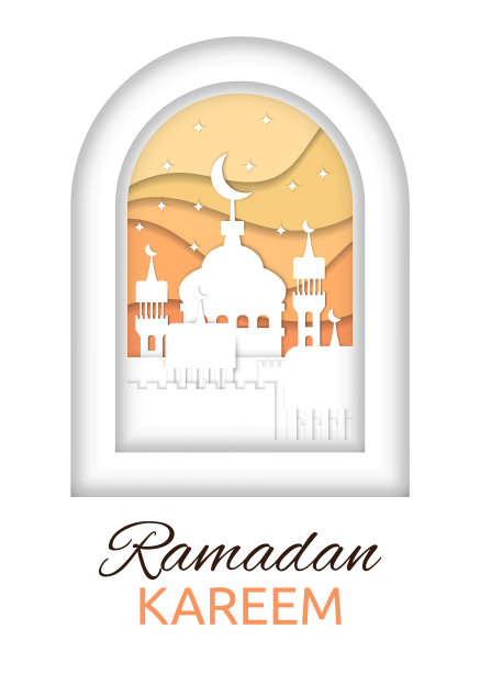 3d剪纸斋月卡里姆节日开斋节海报图片下载