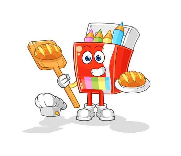 彩色铅笔面包面包卡通吉祥物图片下载