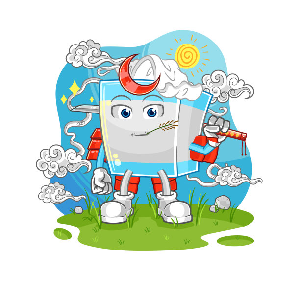 纸巾盒武士卡通卡通吉祥物图片下载