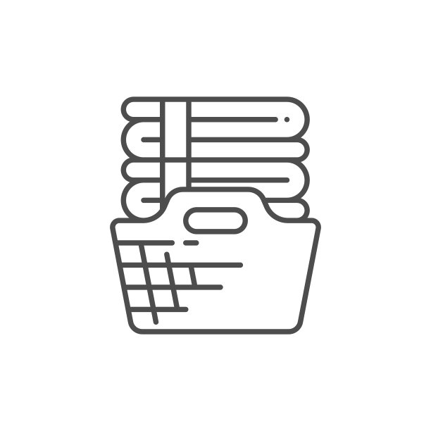 篮子与折叠毛巾线图标线性风格图片下载