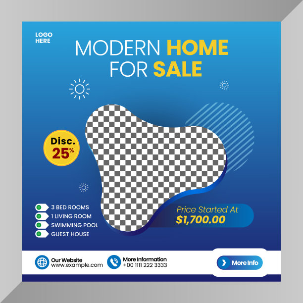 社交媒体post home property with gradient图片下载