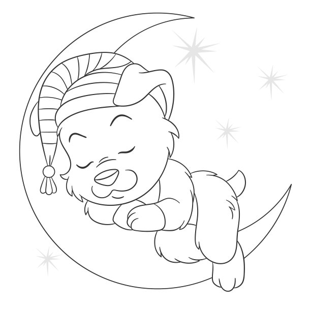 给孩子们的狗填色书图片下载