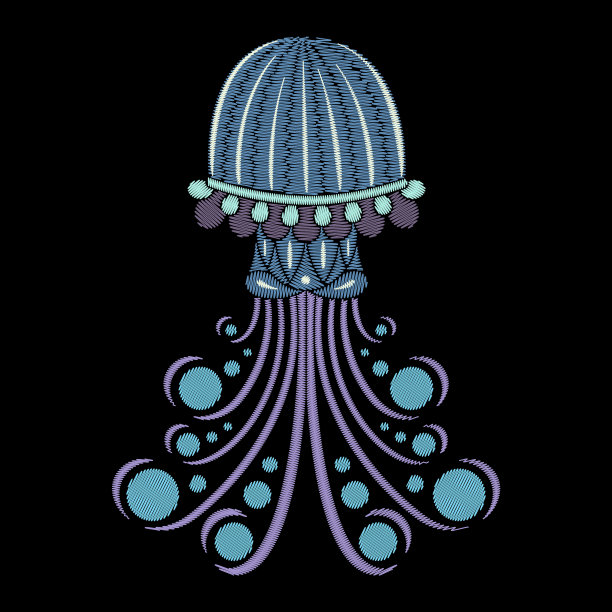 绣花水母织物设计图片下载