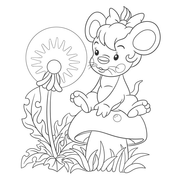 老鼠填色书页面的孩子图片下载