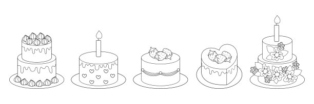 蛋糕甜点细线图标设置轮廓网页标志图片下载