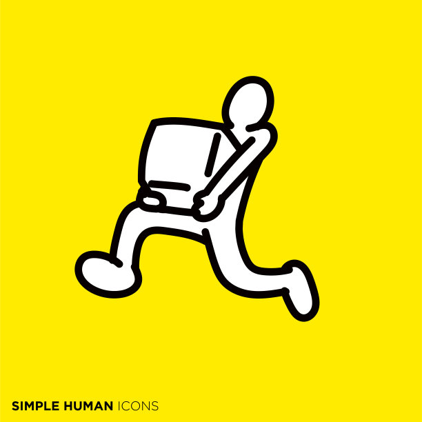 简单的人类图标系列“催行李的人”图片下载