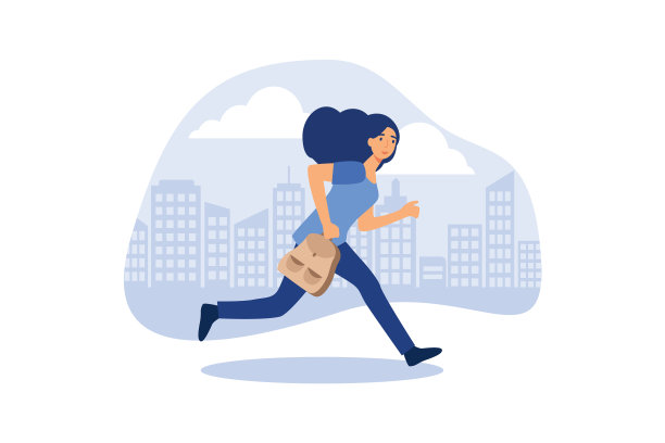 商人操持着匆忙奔跑图片下载