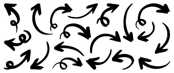 手绘箭头图标设置孤立在白色图片下载