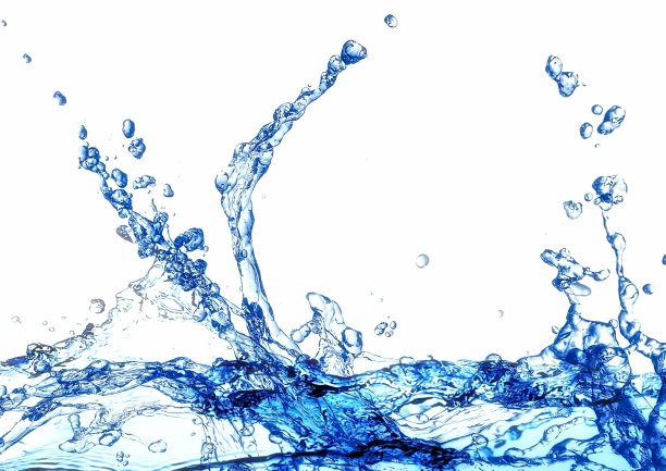 抽象的蓝色水花和白色背景图片下载