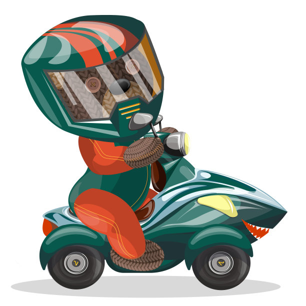 一只穿着衣服的熊坐在怪物卡车上图片下载