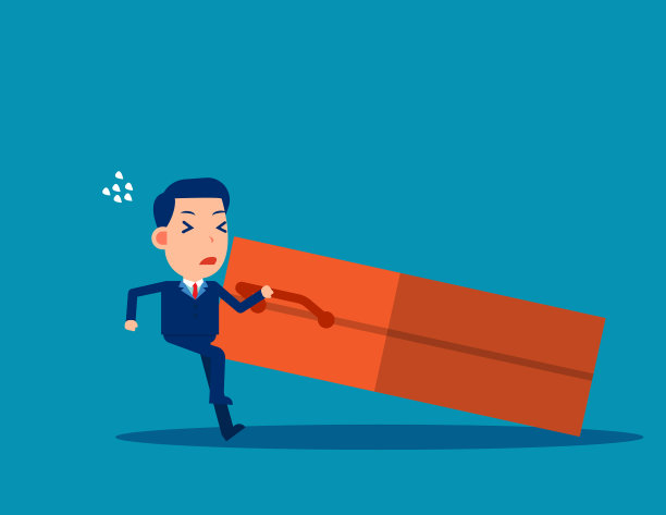 商人拖着巨大的公文包努力图片下载