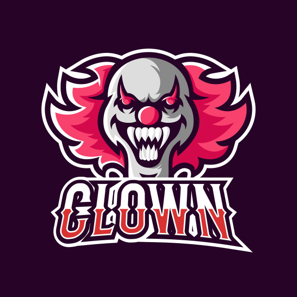 小丑面具体育或电竞游戏吉祥物的标志图片下载