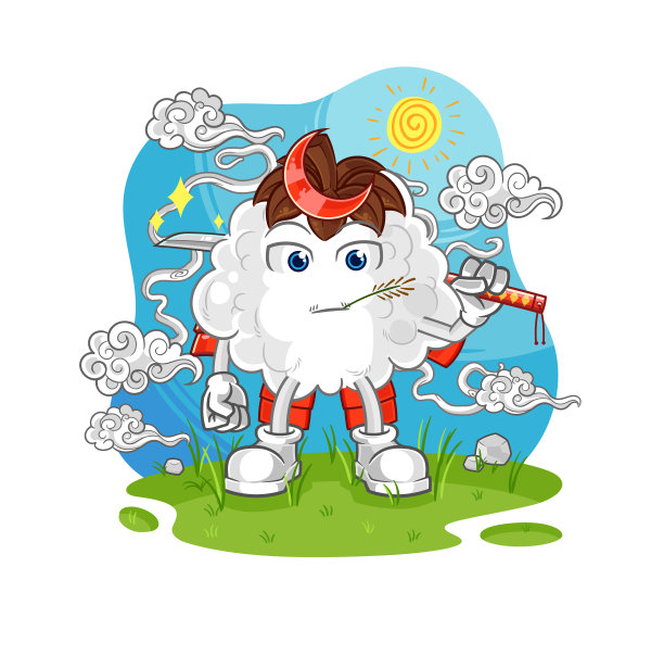 棉花武士卡通卡通吉祥物图片下载