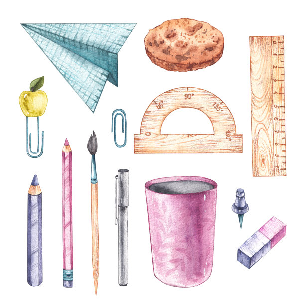 水彩套回学校用文具图片下载