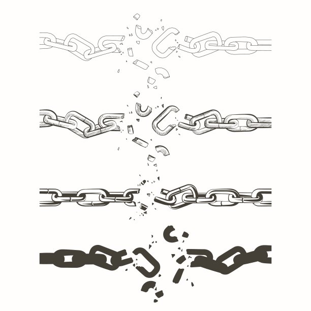 向量断链。黑白复古线条插图。图片下载