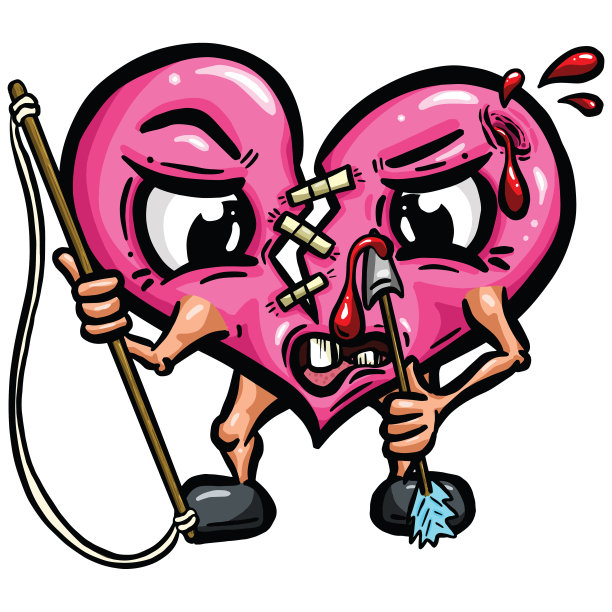 卡通搞笑破碎的爱心吉祥物人物情人节图片下载