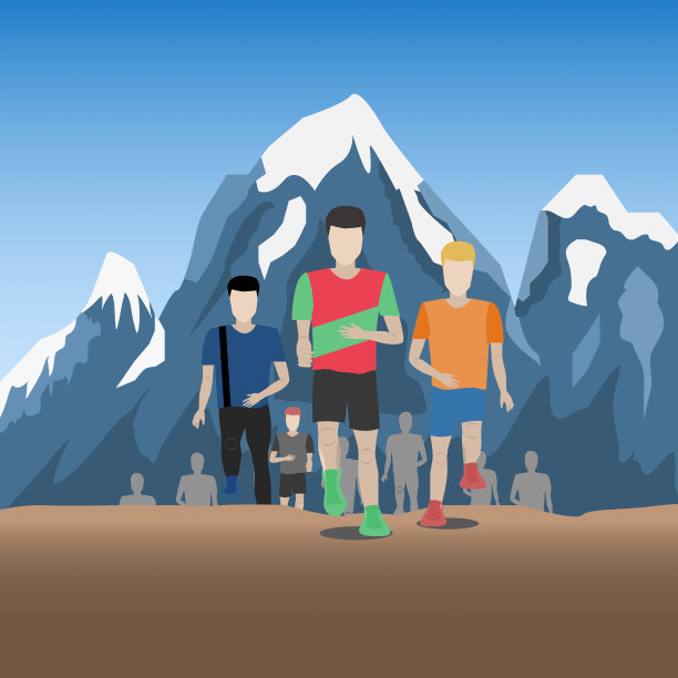 一群人在山上奔跑图片下载