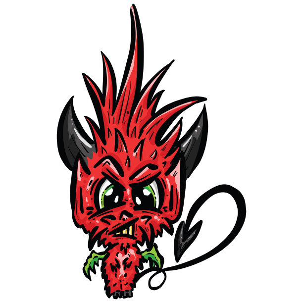 可爱的小红魔鬼卡通人物在矢量图片下载