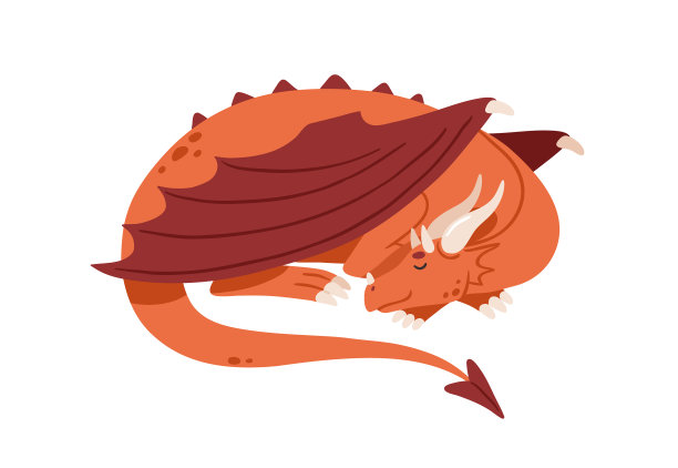 可爱的童话故事龙睡觉放松图片下载