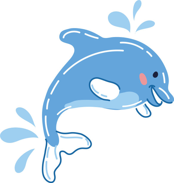 可爱快乐的手绘海豚图片下载