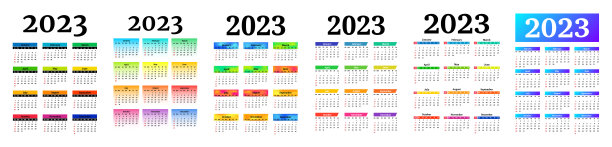 2023年的日历孤立在白色背景上图片下载