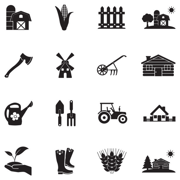 村图标。黑色的平面设计。矢量插图。图片下载