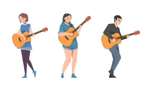 青年男女音乐家吉他手的性格图片下载