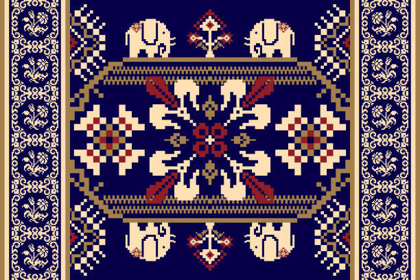 美丽的花十字缝无缝图案。图片下载