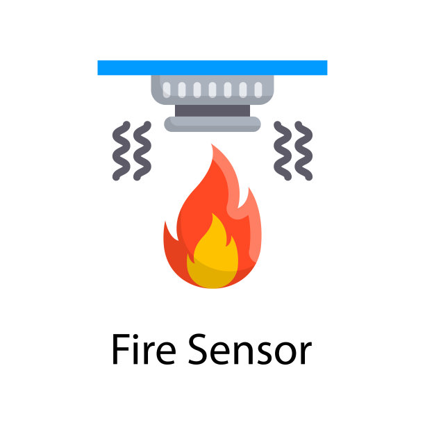 火传感器矢量平面图标设计插图。杂项符号在白色背景EPS 10文件图片下载