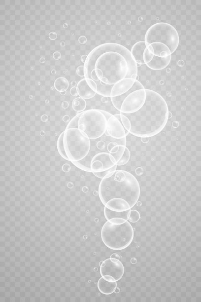 一套色彩缤纷、色彩斑斓的肥皂泡设计。孤立的，透明的，现实的肥皂泡在透明的背景。图片下载