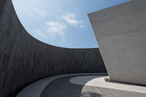 混凝土抽象建筑的照明效果图片下载