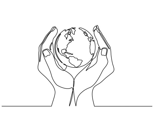 在单线涂鸦风格的概念达到全球图片下载