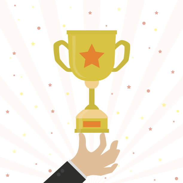 手握优胜杯。忠诚计划，第一名，胜者有奖。对优秀工作的奖励，成就的庆祝。达到目标，表现一流。颁发奖杯。图片下载