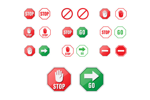 停车和走标志图标矢量设计集合图片下载