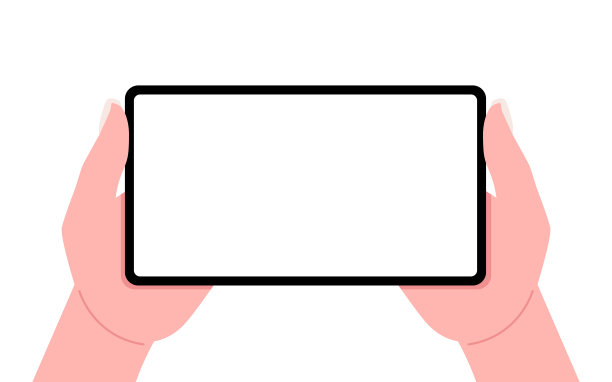 两只女性手拿着一个空屏幕的智能手机模型。矢量插图。图片下载