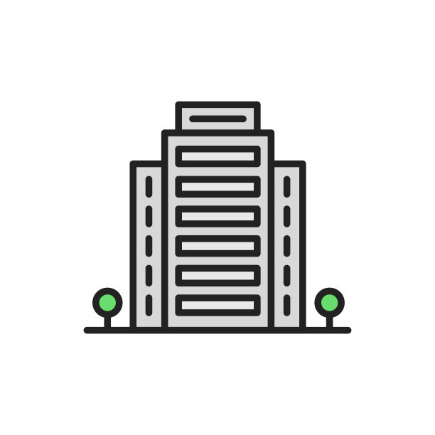 写字楼细线图标。五颜六色的线性符号。矢量插图。图片下载