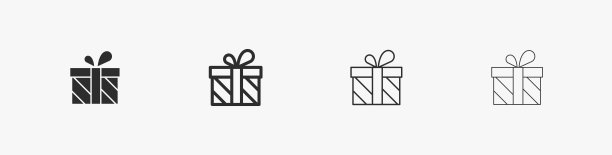 完美的一套礼品线图标孤立在白色背景。简单的礼盒象征圣诞节和生日。各种矢量礼品线性插图收集假期图片下载