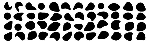 一组不同的斑点形状。随机抽象的液体形状，圆形抽象的有机元素。卵石，水滴和水滴的轮廓。简单的圆形形状。矢量图图片下载