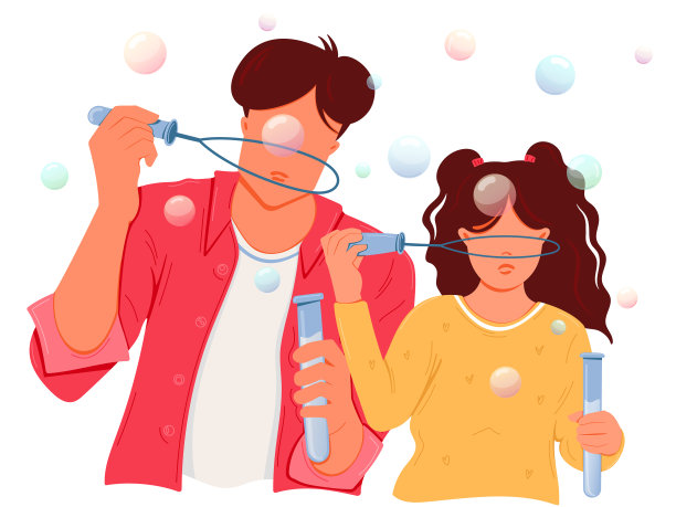 父亲和女儿吹肥皂泡图片下载