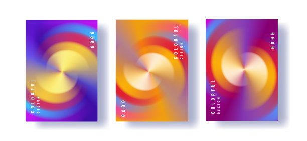 一套与螺旋彩虹扭转海报，彩色传单模板图片下载