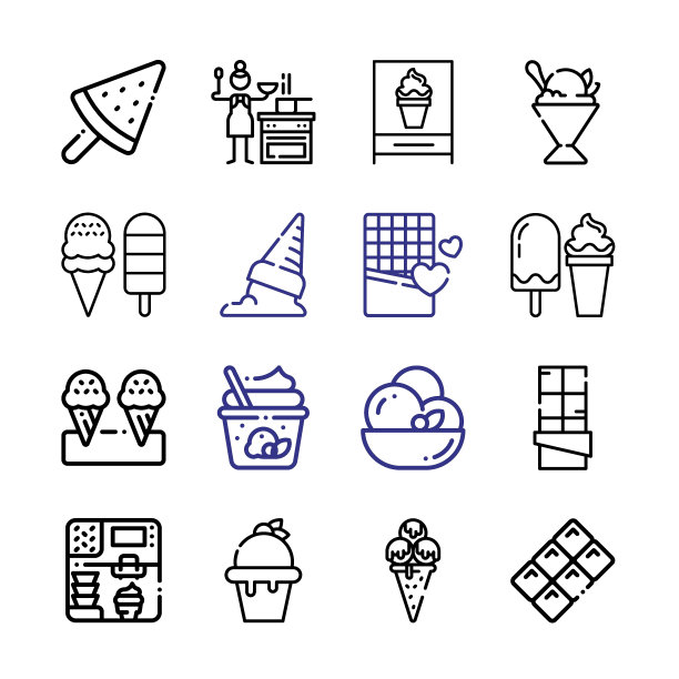 顶部图标设置线条图标。现代细线风格。适合Web和移动图标。矢量插图EPS 10。图片下载