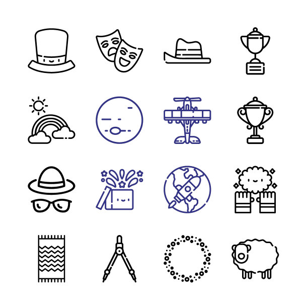 星形图标设置线条图标。现代细线风格。适合Web和移动图标。矢量插图EPS 10。图片下载